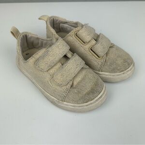 ⭐️TOMS Lenny double strap cream and gold colored canvas shoes size T 8